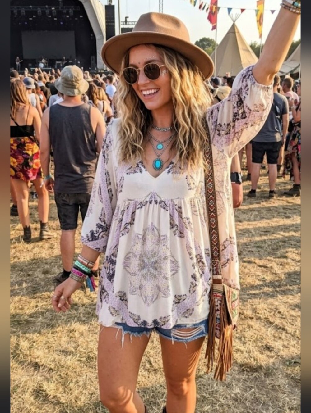 Free People Girl Talk Printed Tunic Top